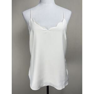 J Crew Women's Ivory Cami Camisole Top Size 4 Scalloped Edge V-Neck Lined